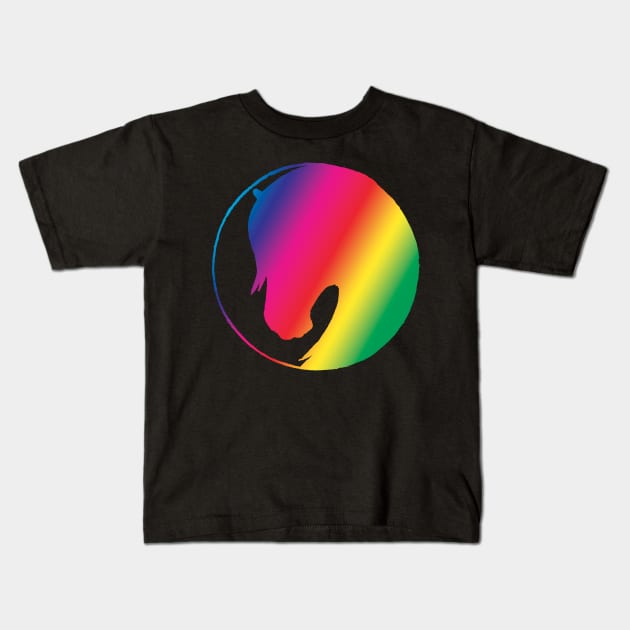 Rainbow horse silhouette Kids T-Shirt by Shyflyer